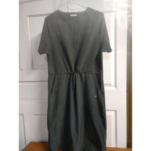 Inherit Clothing Co. Womens Olive Midi Drawstring Dress Size M Polyester Blend - Picture 1 of 6